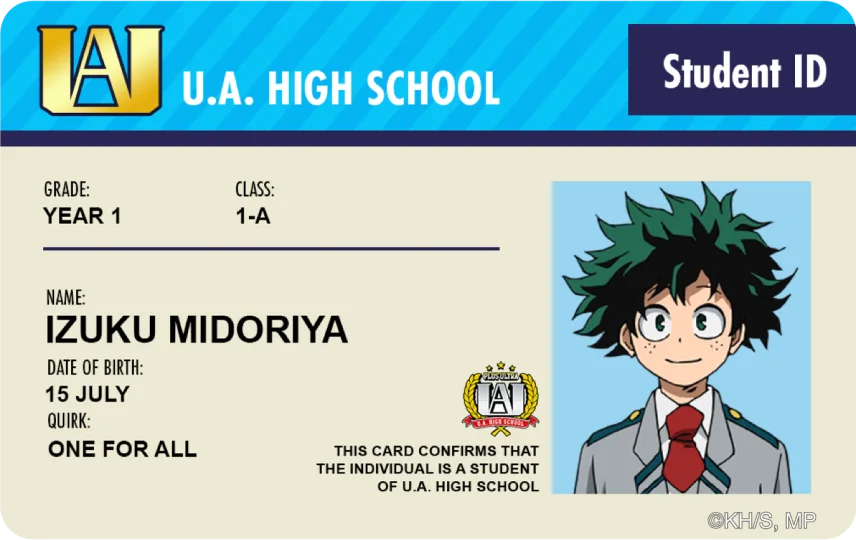 Student ID - Izuku Midoriya